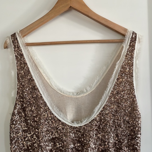 Wilfred | Bronze Sequin Silk Trim Tank Dress - size Small - Picture 4 of 9